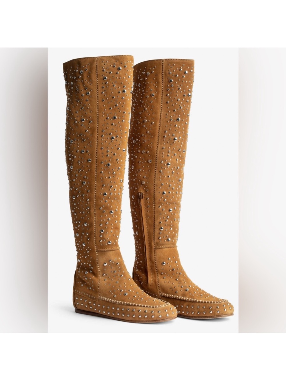 $1198 Zadig & Voltaire Santa Dream Studs High Boots Size 39 NEW